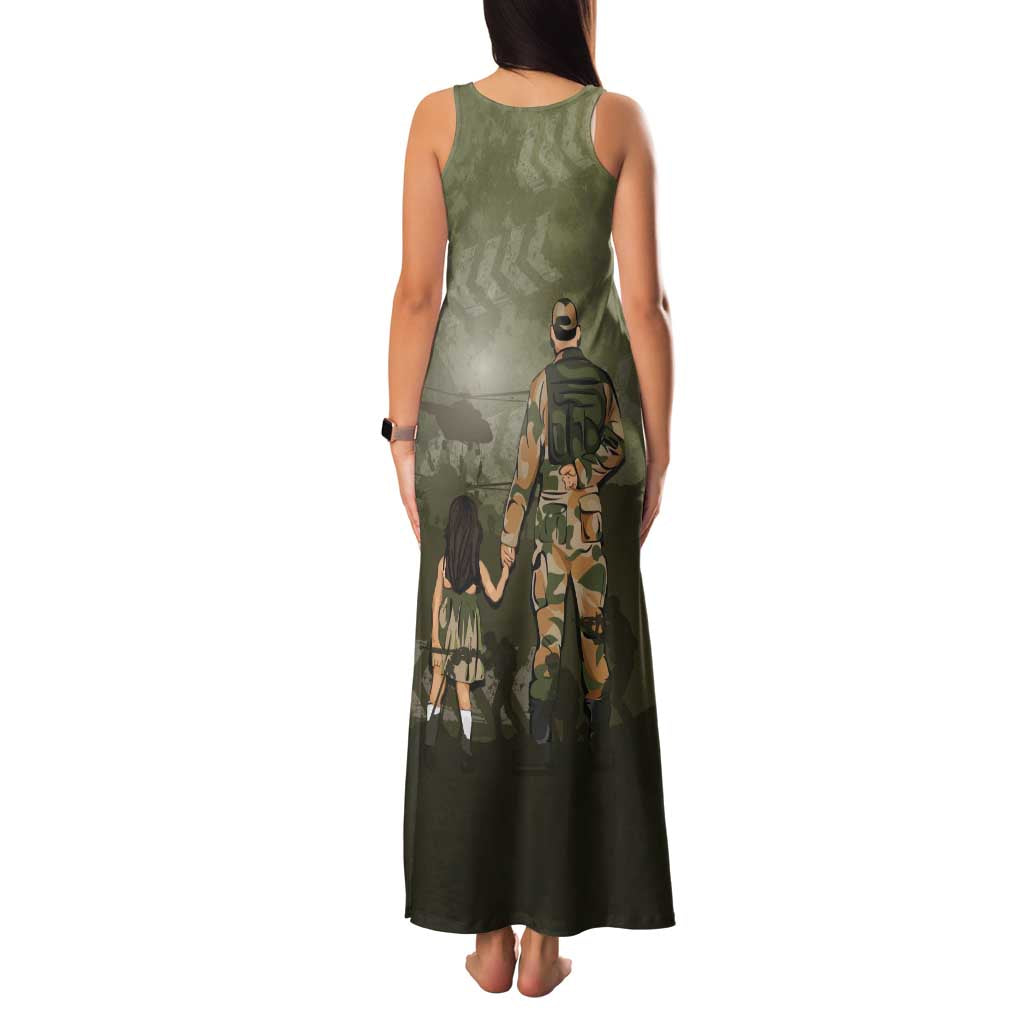 Military Fathers Day Family Matching Tank Maxi Dress and Hawaiian Shirt My Dad Is My Hero