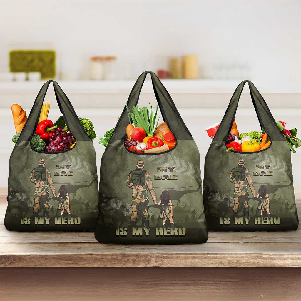 Military Fathers Day Grocery Bag My Dad Is My Hero