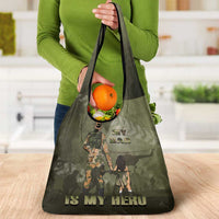 Military Fathers Day Grocery Bag My Dad Is My Hero