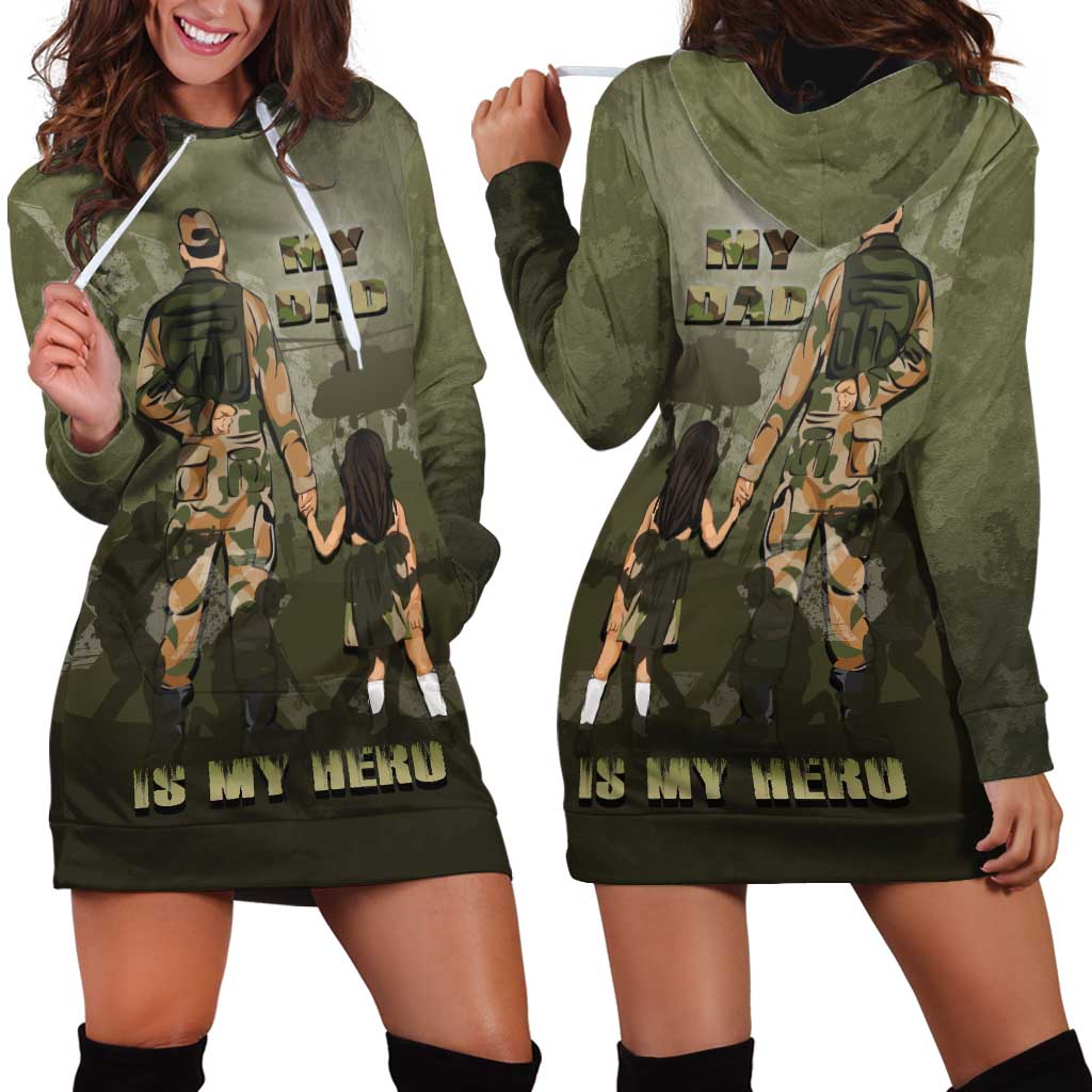 Military Fathers Day Hoodie Dress My Dad Is My Hero