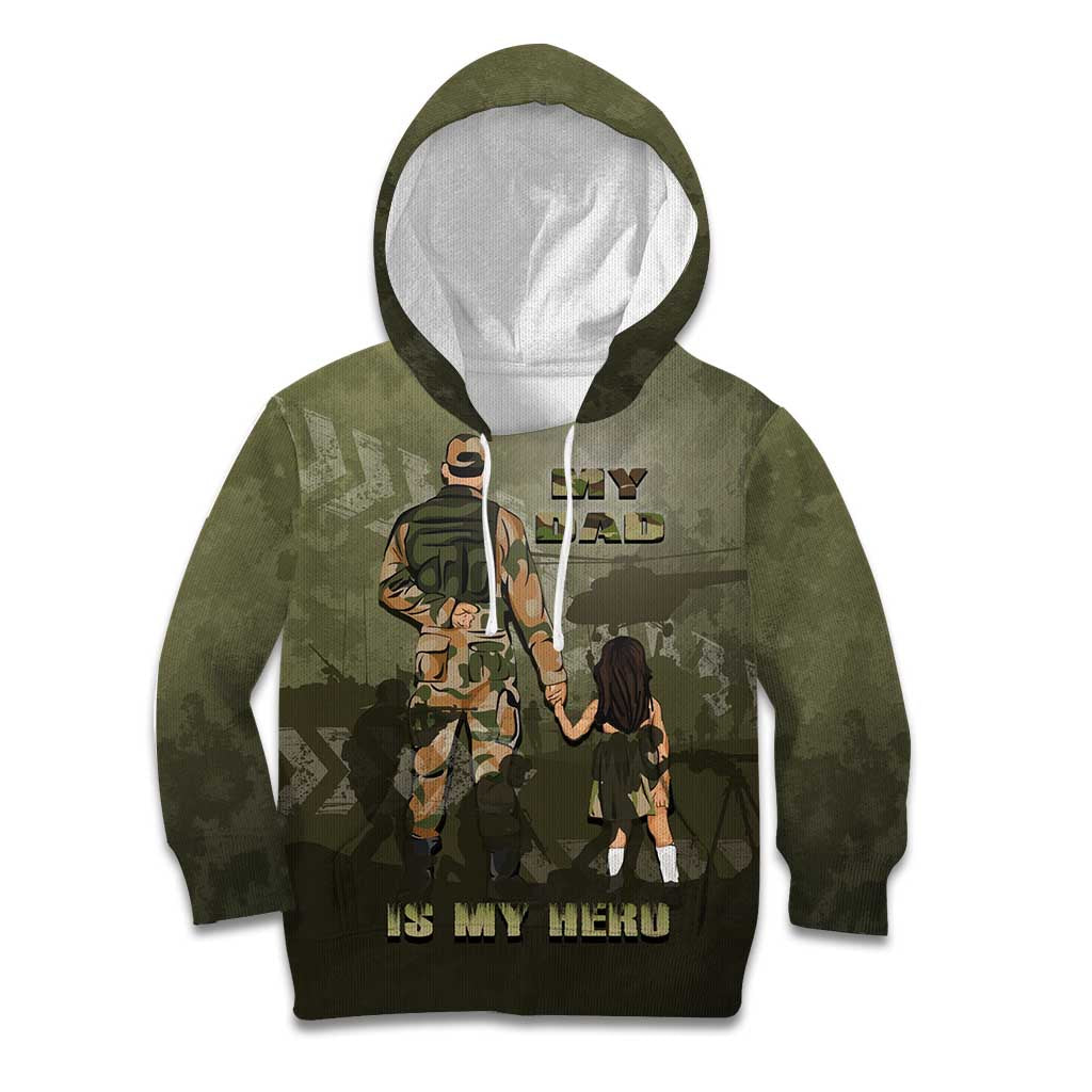 Military Fathers Day Kid Hoodie My Dad Is My Hero