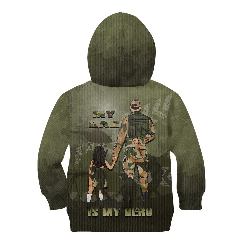 Military Fathers Day Kid Hoodie My Dad Is My Hero