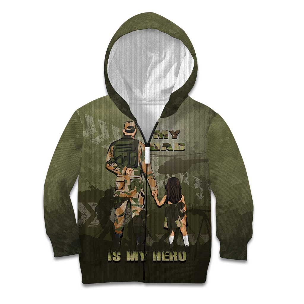 Military Fathers Day Kid Hoodie My Dad Is My Hero