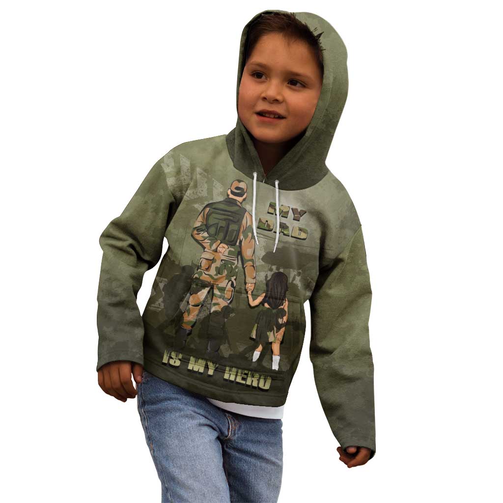 Military Fathers Day Kid Hoodie My Dad Is My Hero