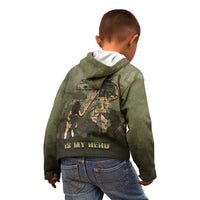 Military Fathers Day Kid Hoodie My Dad Is My Hero