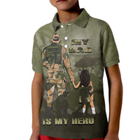 Military Fathers Day Kid Polo Shirt My Dad Is My Hero