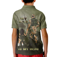 Military Fathers Day Kid Polo Shirt My Dad Is My Hero