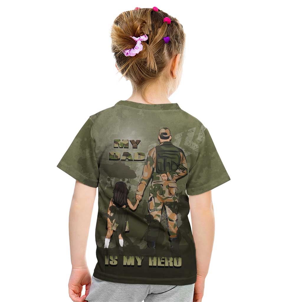 Military Fathers Day Kid T Shirt My Dad Is My Hero