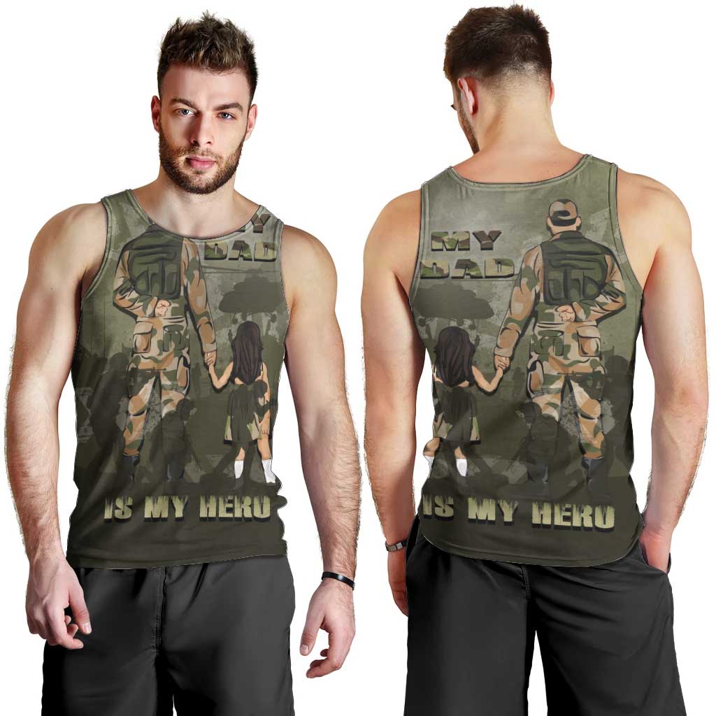 Military Fathers Day Men Tank Top My Dad Is My Hero