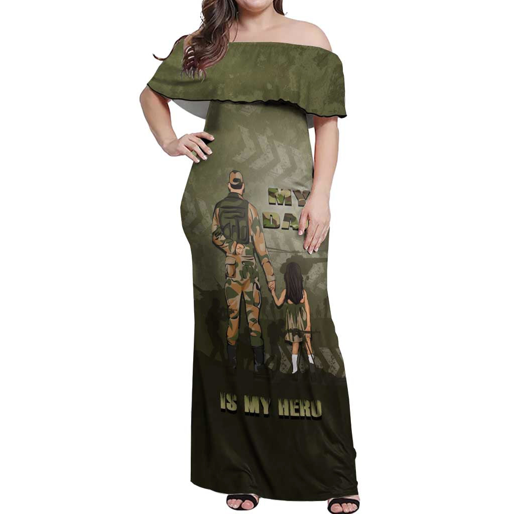 Military Fathers Day Off Shoulder Maxi Dress My Dad Is My Hero