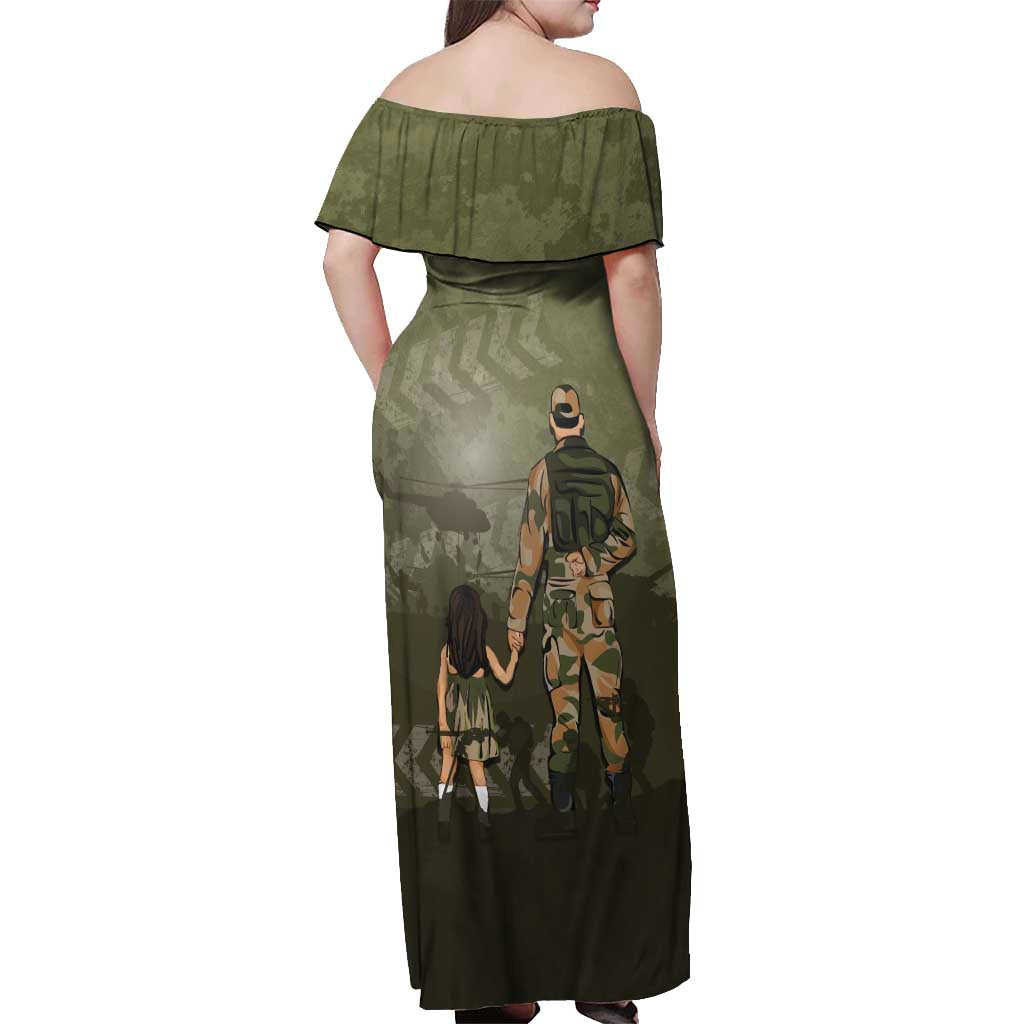 Military Fathers Day Off Shoulder Maxi Dress My Dad Is My Hero