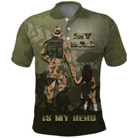 Military Fathers Day Polo Shirt My Dad Is My Hero