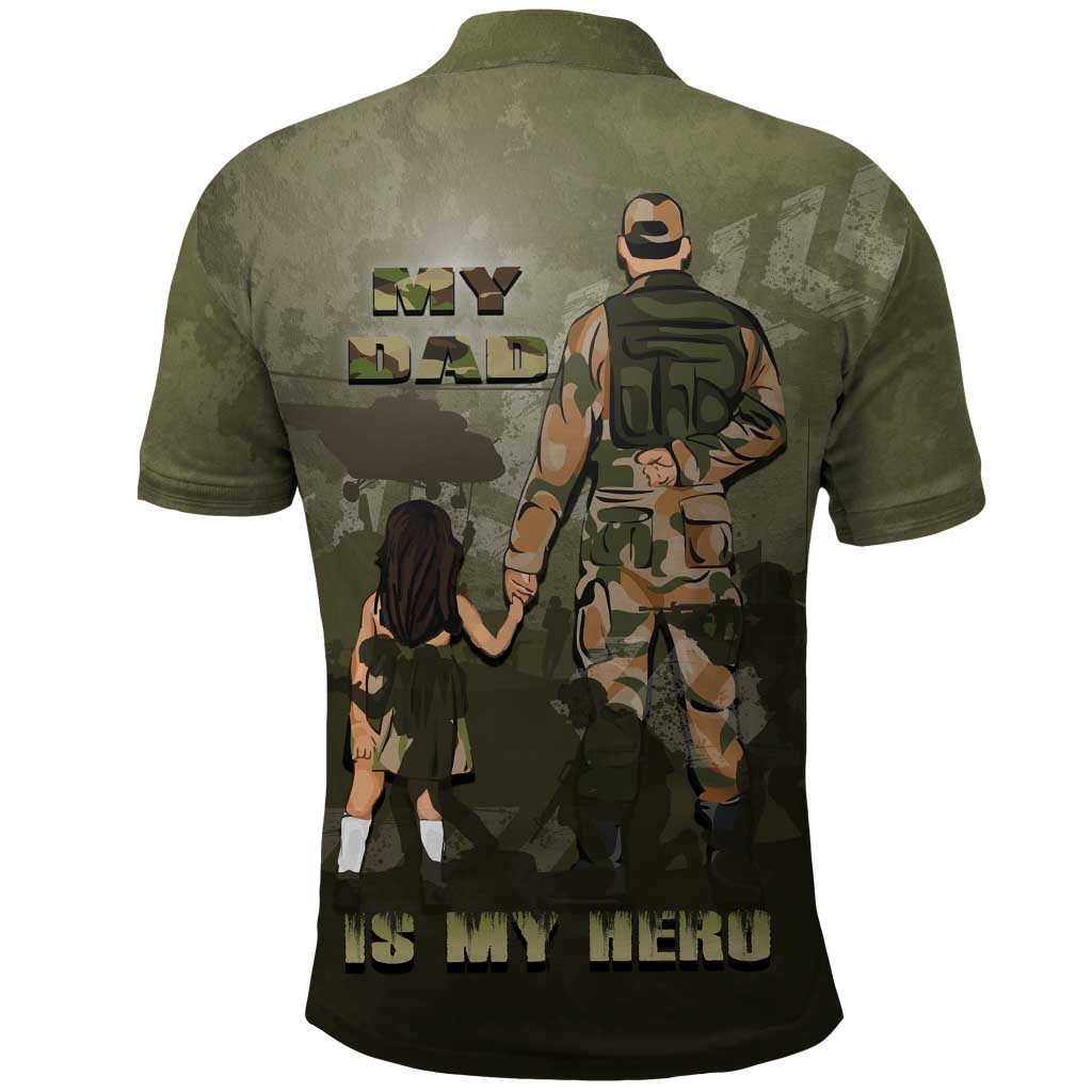 Military Fathers Day Polo Shirt My Dad Is My Hero