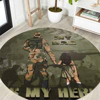 Military Fathers Day Round Carpet My Dad Is My Hero
