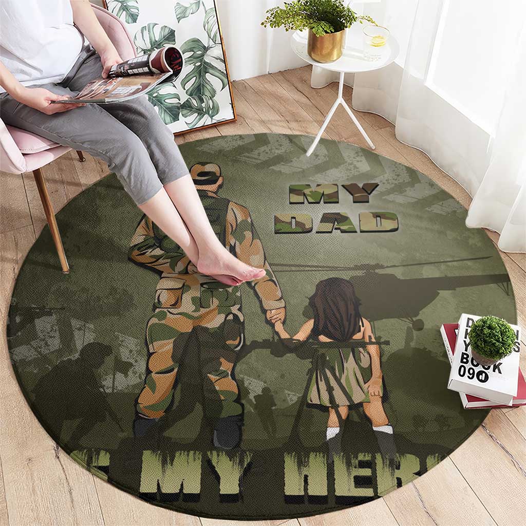 Military Fathers Day Round Carpet My Dad Is My Hero