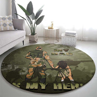 Military Fathers Day Round Carpet My Dad Is My Hero