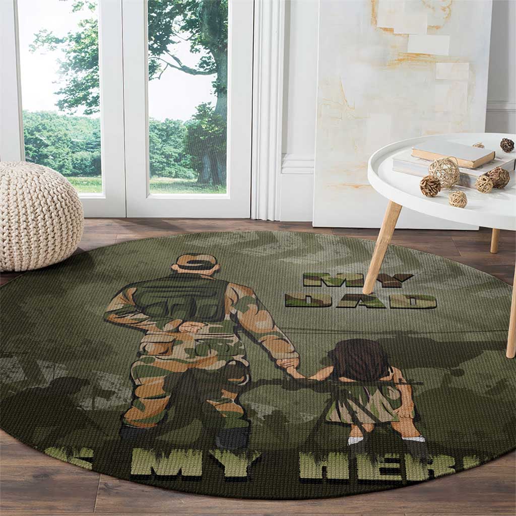 Military Fathers Day Round Carpet My Dad Is My Hero