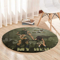 Military Fathers Day Round Carpet My Dad Is My Hero