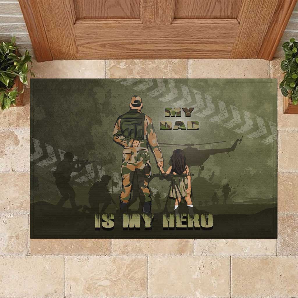 Military Fathers Day Rubber Doormat My Dad Is My Hero