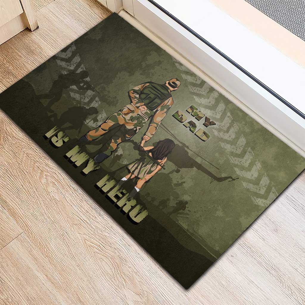Military Fathers Day Rubber Doormat My Dad Is My Hero