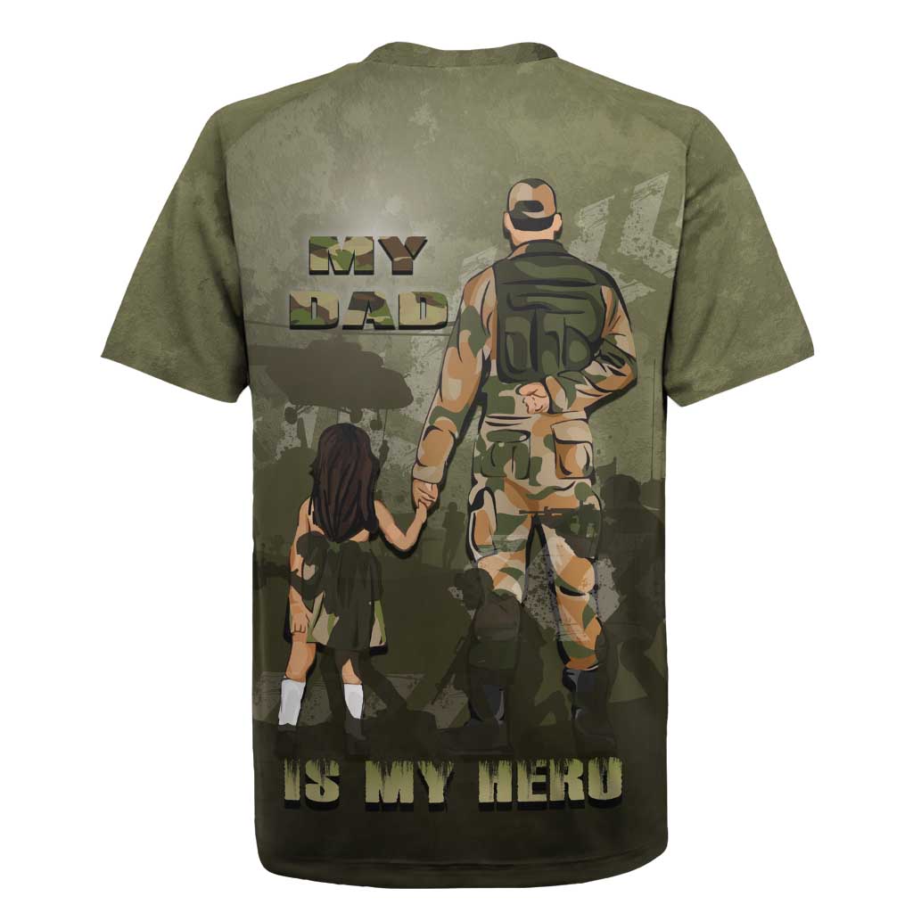 Military Fathers Day Rugby Jersey My Dad Is My Hero