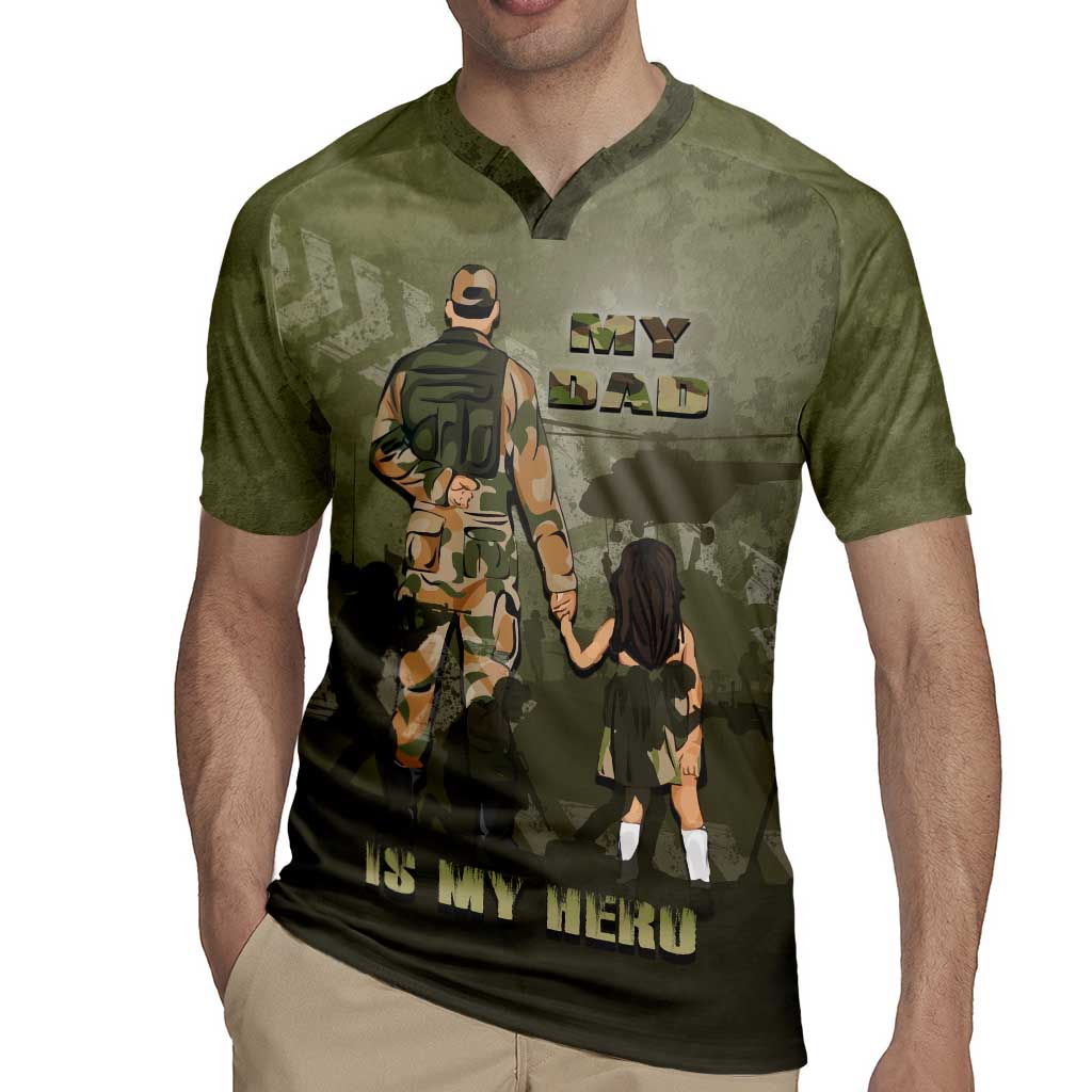 Military Fathers Day Rugby Jersey My Dad Is My Hero