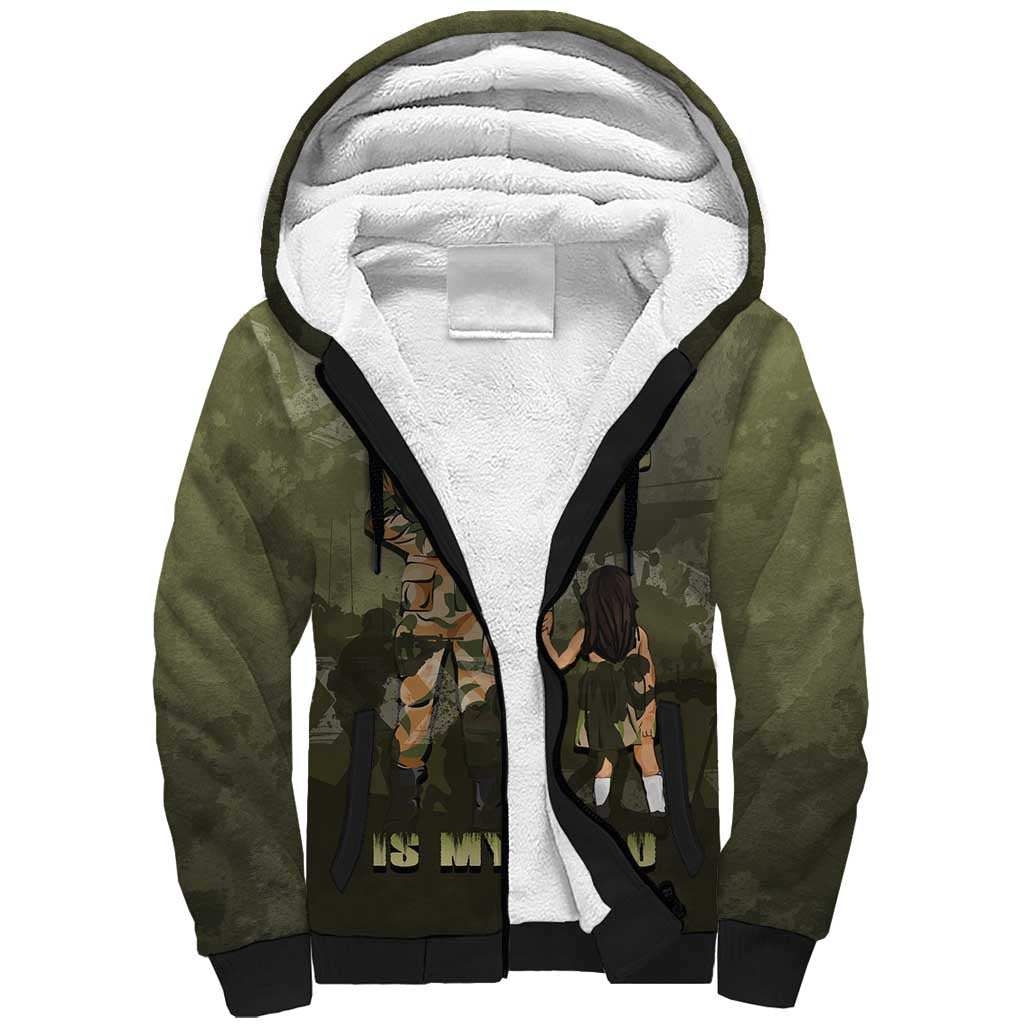 Military Fathers Day Sherpa Hoodie My Dad Is My Hero