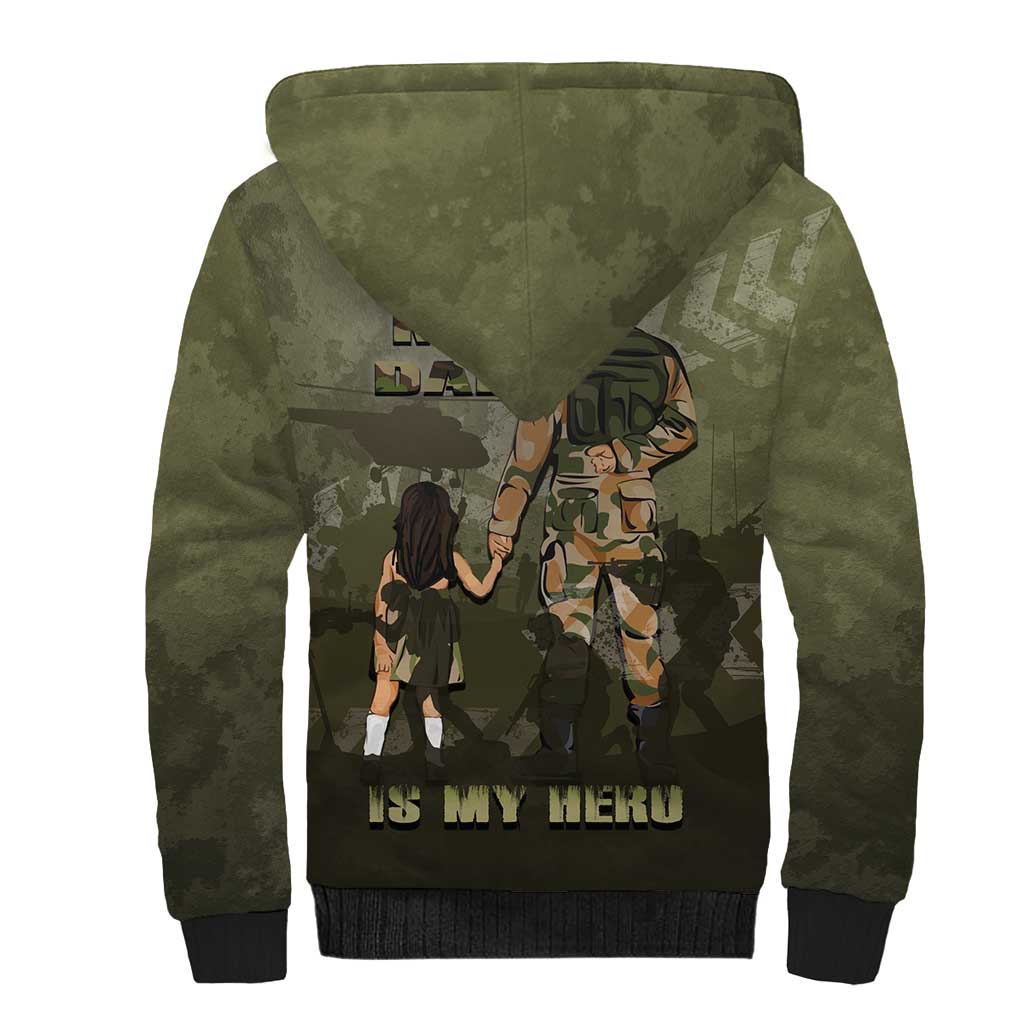 Military Fathers Day Sherpa Hoodie My Dad Is My Hero