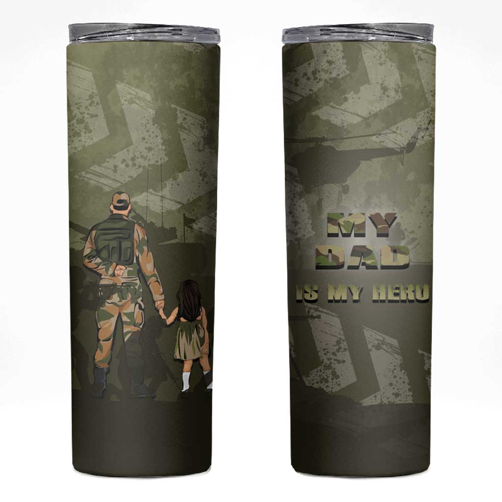 Military Fathers Day Skinny Tumbler My Dad Is My Hero