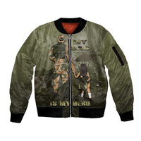 Military Fathers Day Sleeve Zip Bomber Jacket My Dad Is My Hero
