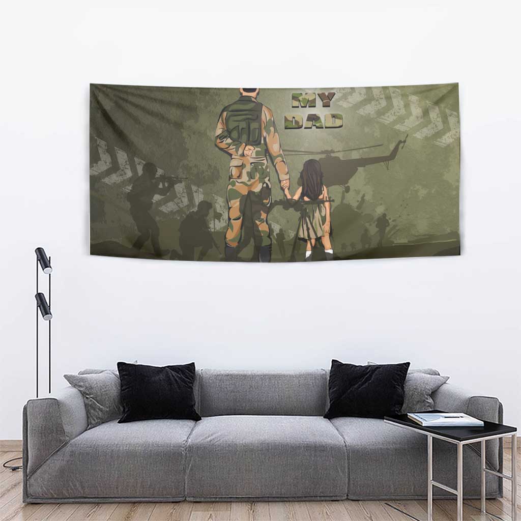 Military Fathers Day Tapestry My Dad Is My Hero