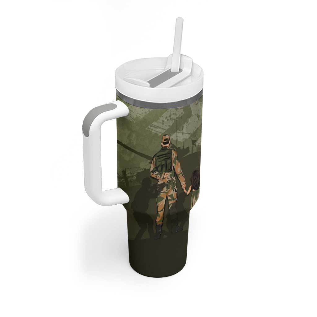 Military Fathers Day Tumbler With Handle My Dad Is My Hero