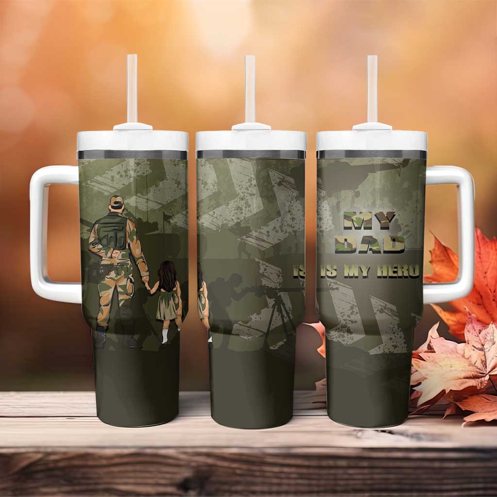 Military Fathers Day Tumbler With Handle My Dad Is My Hero