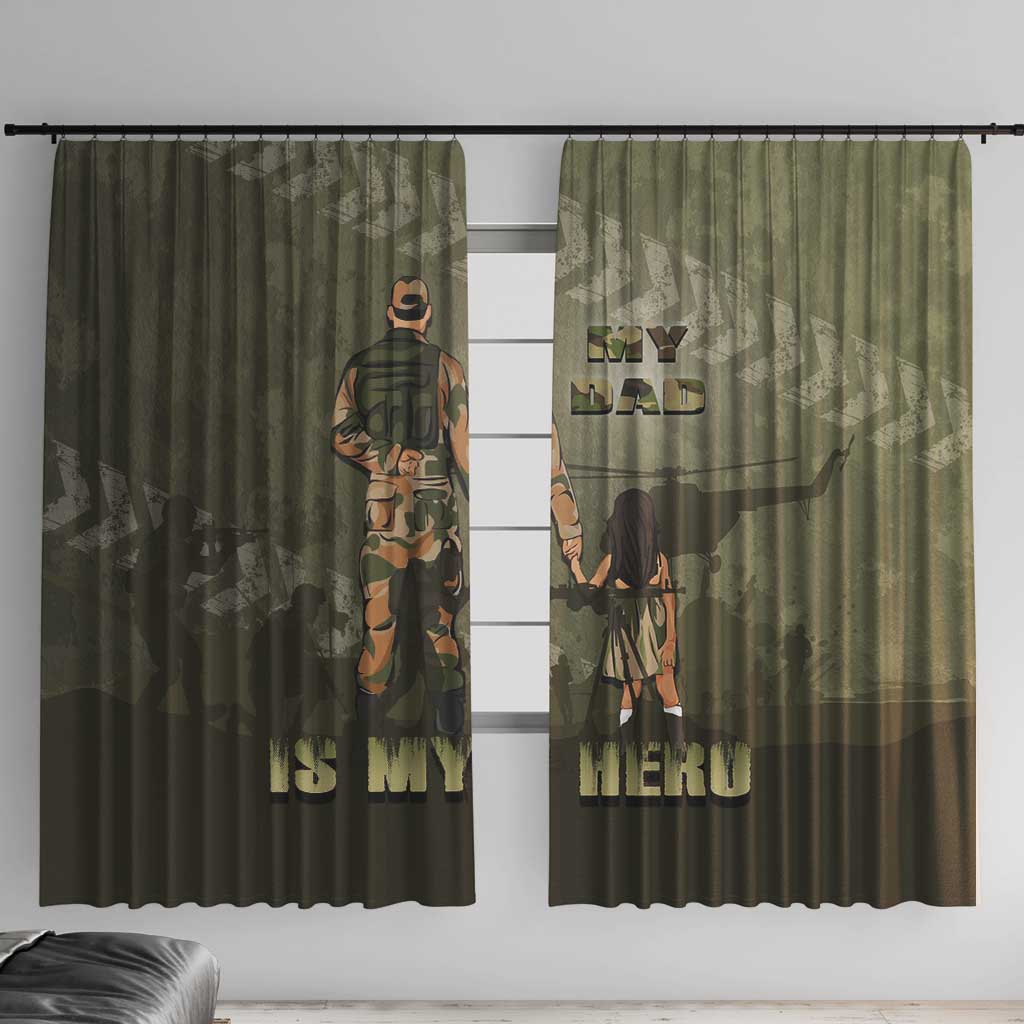 Military Fathers Day Window Curtain My Dad Is My Hero