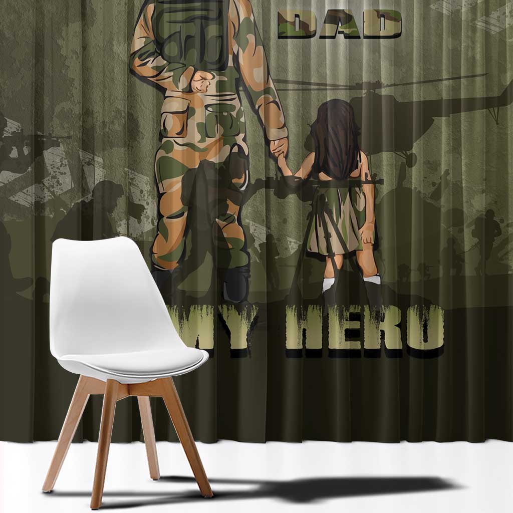 Military Fathers Day Window Curtain My Dad Is My Hero
