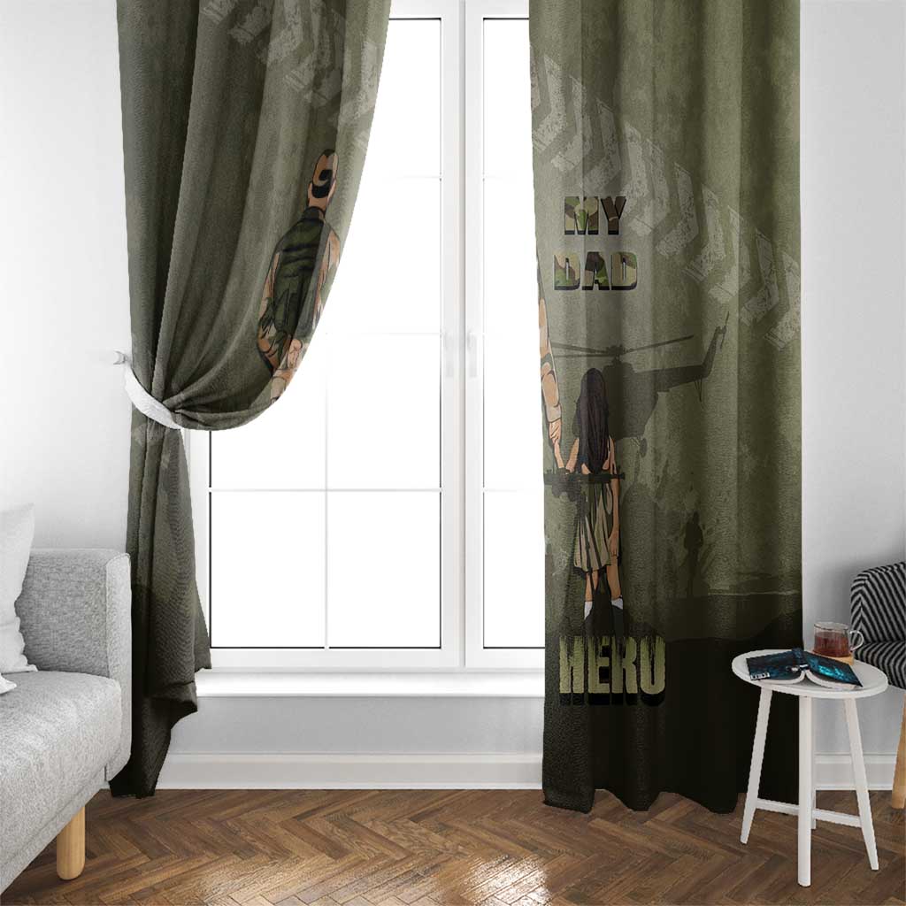 Military Fathers Day Window Curtain My Dad Is My Hero