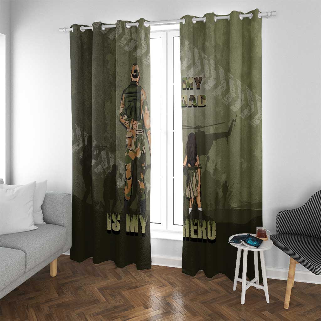 Military Fathers Day Window Curtain My Dad Is My Hero