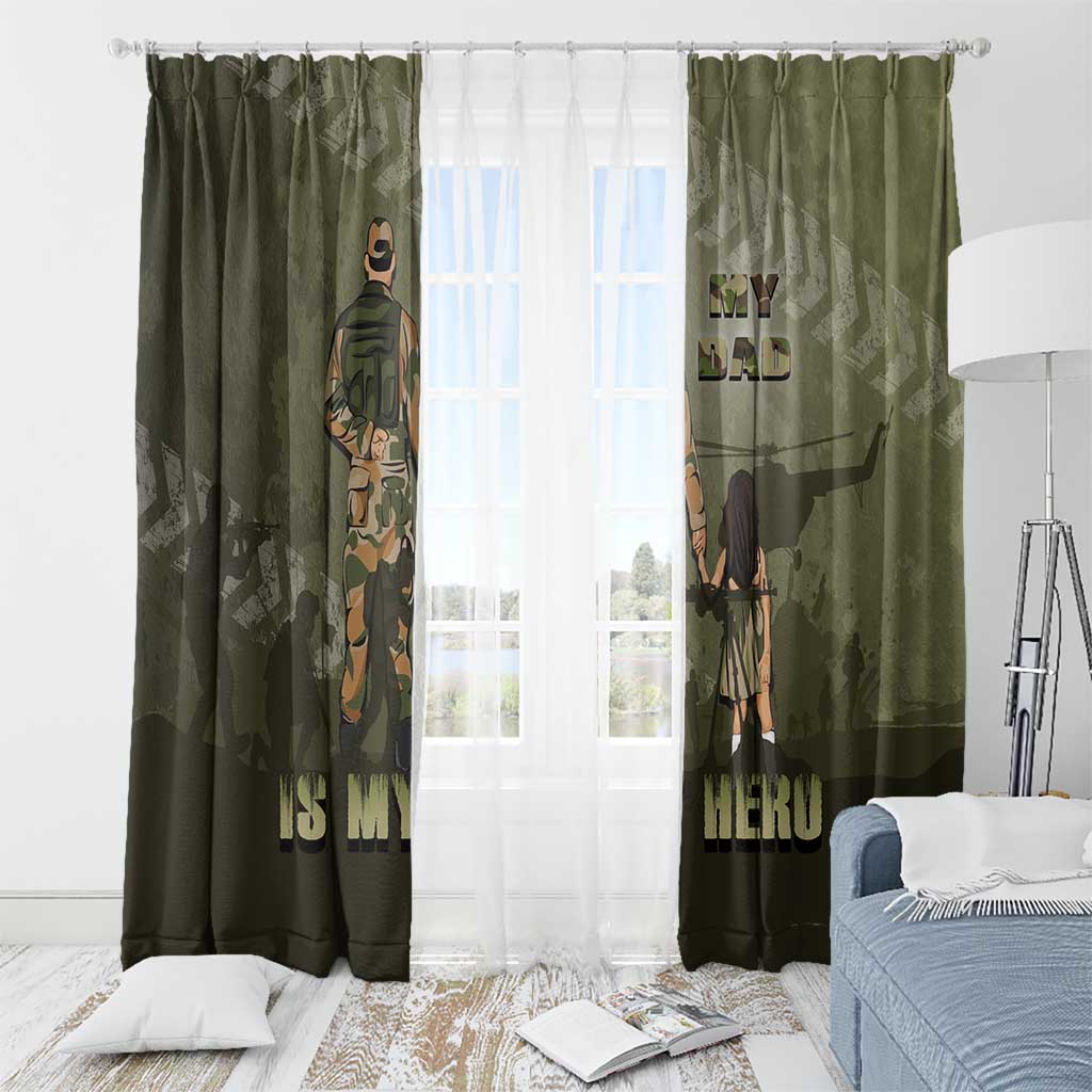 Military Fathers Day Window Curtain My Dad Is My Hero