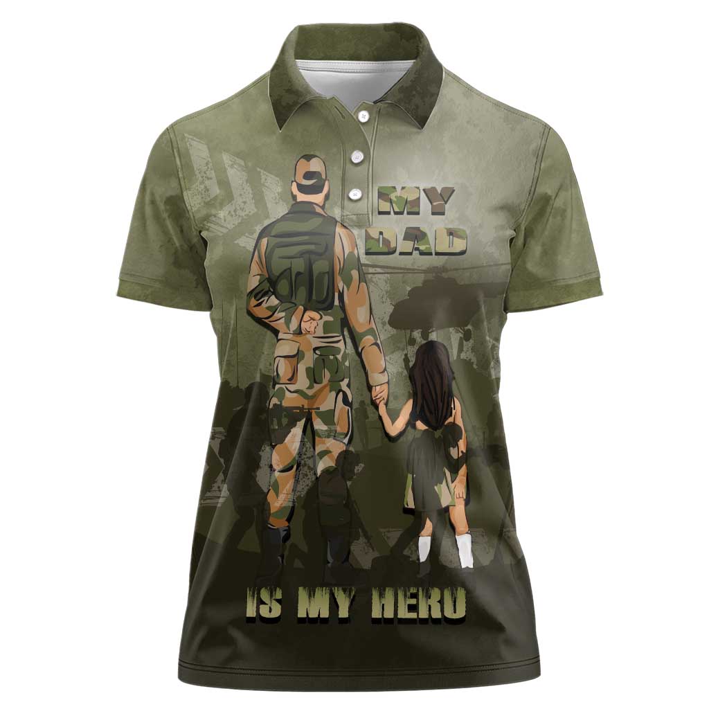 Military Fathers Day Women Polo Shirt My Dad Is My Hero
