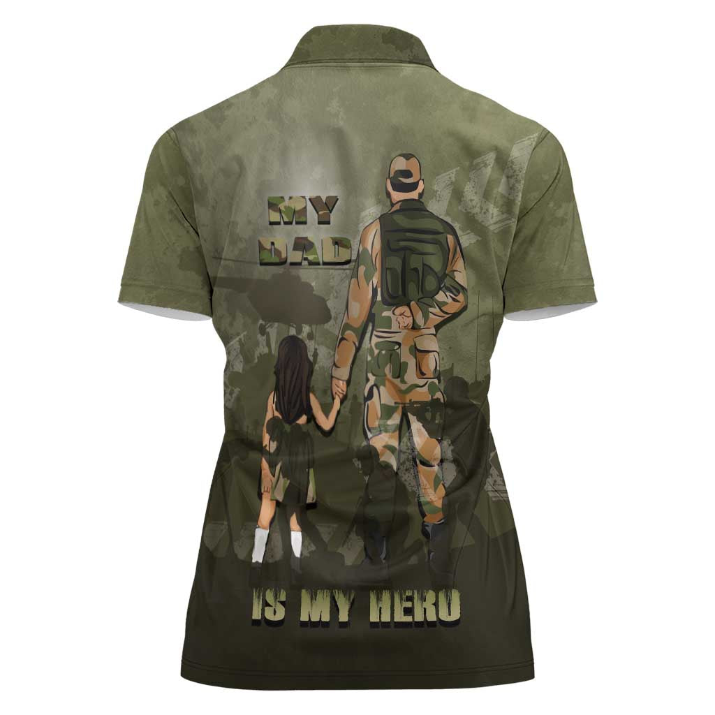 Military Fathers Day Women Polo Shirt My Dad Is My Hero