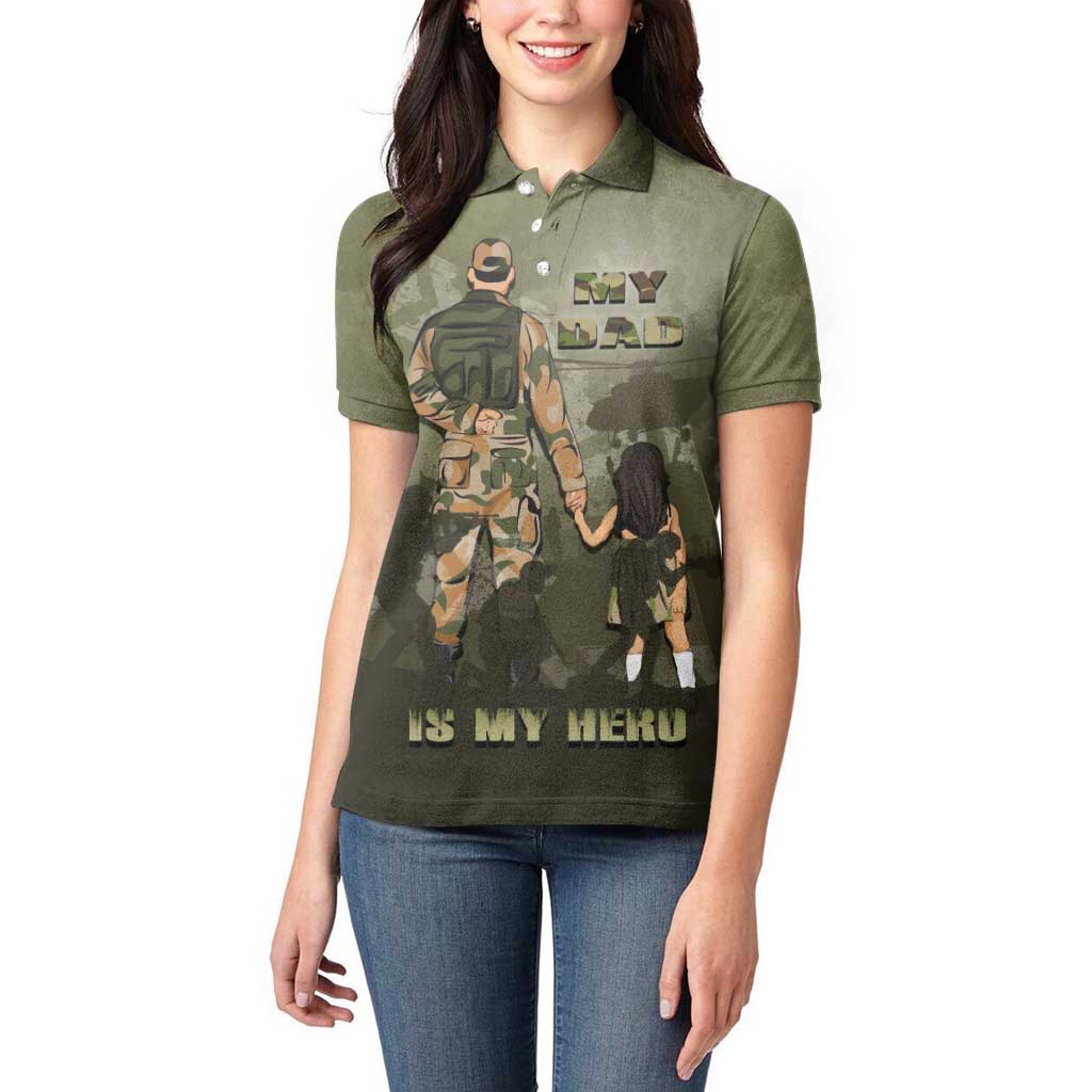 Military Fathers Day Women Polo Shirt My Dad Is My Hero