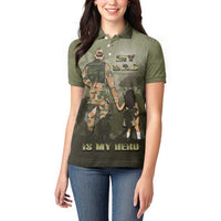Military Fathers Day Women Polo Shirt My Dad Is My Hero