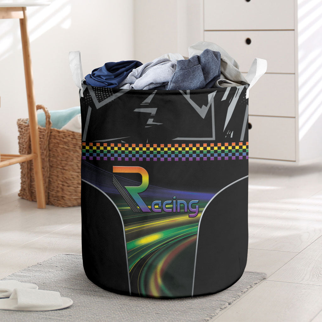 Racing Pride Laundry Basket Racing Rainbow Cyberpunk Style