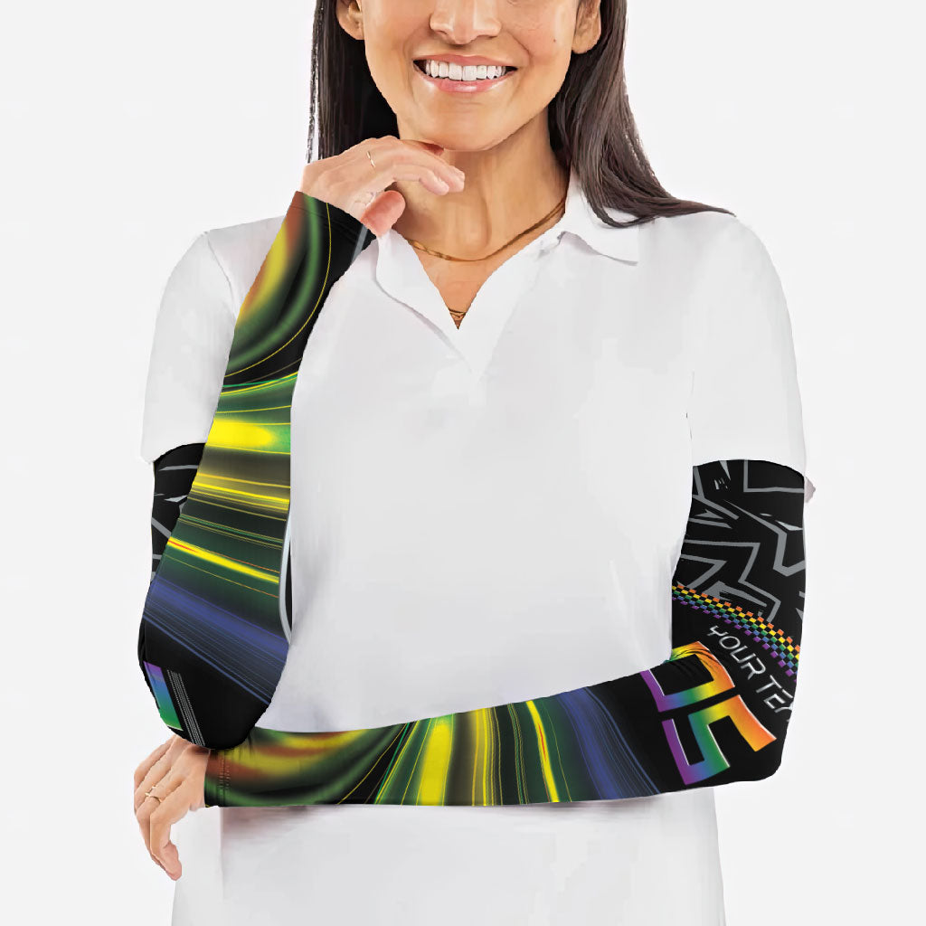 Custom Racing Pride Arm Sleeves Racing Rainbow Cyberpunk Style
