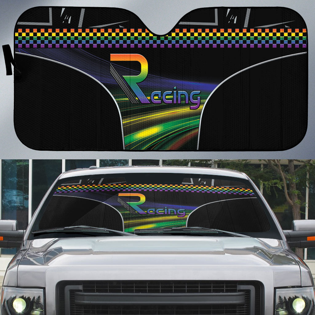 Racing Pride Auto Sun Shade Racing Rainbow Cyberpunk Style