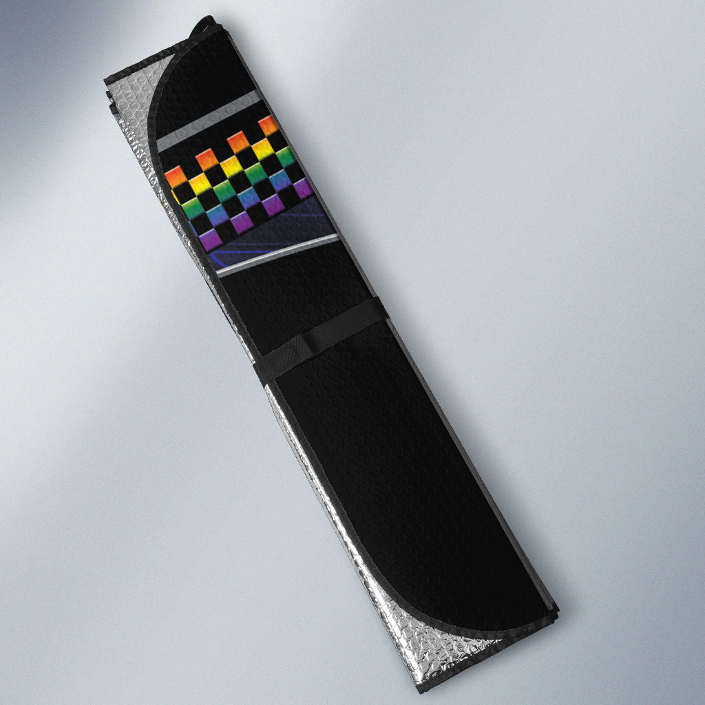 Racing Pride Auto Sun Shade Racing Rainbow Cyberpunk Style