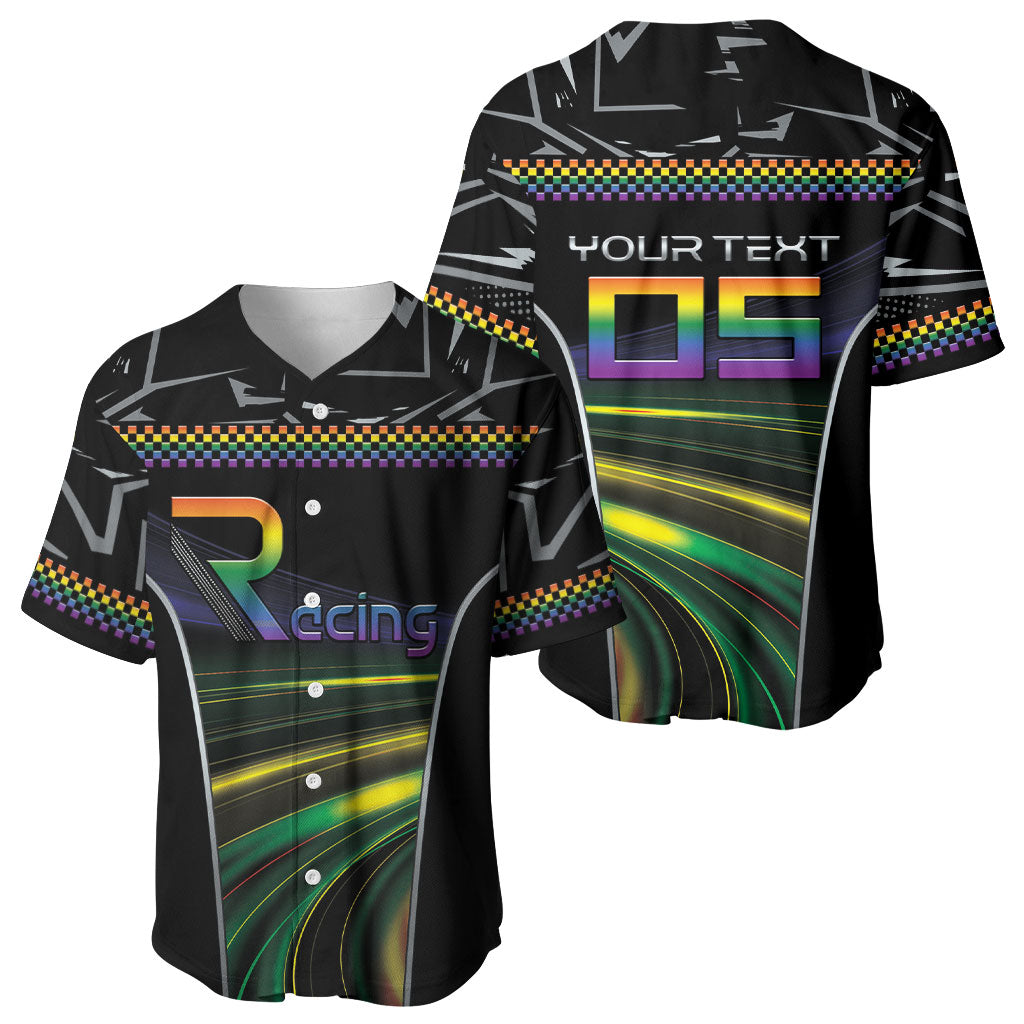 Custom Racing Pride Baseball Jersey Racing Rainbow Cyberpunk Style