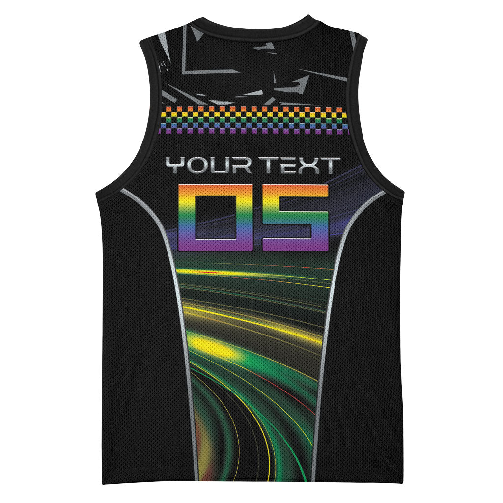 Custom Racing Pride Basketball Jersey Racing Rainbow Cyberpunk Style