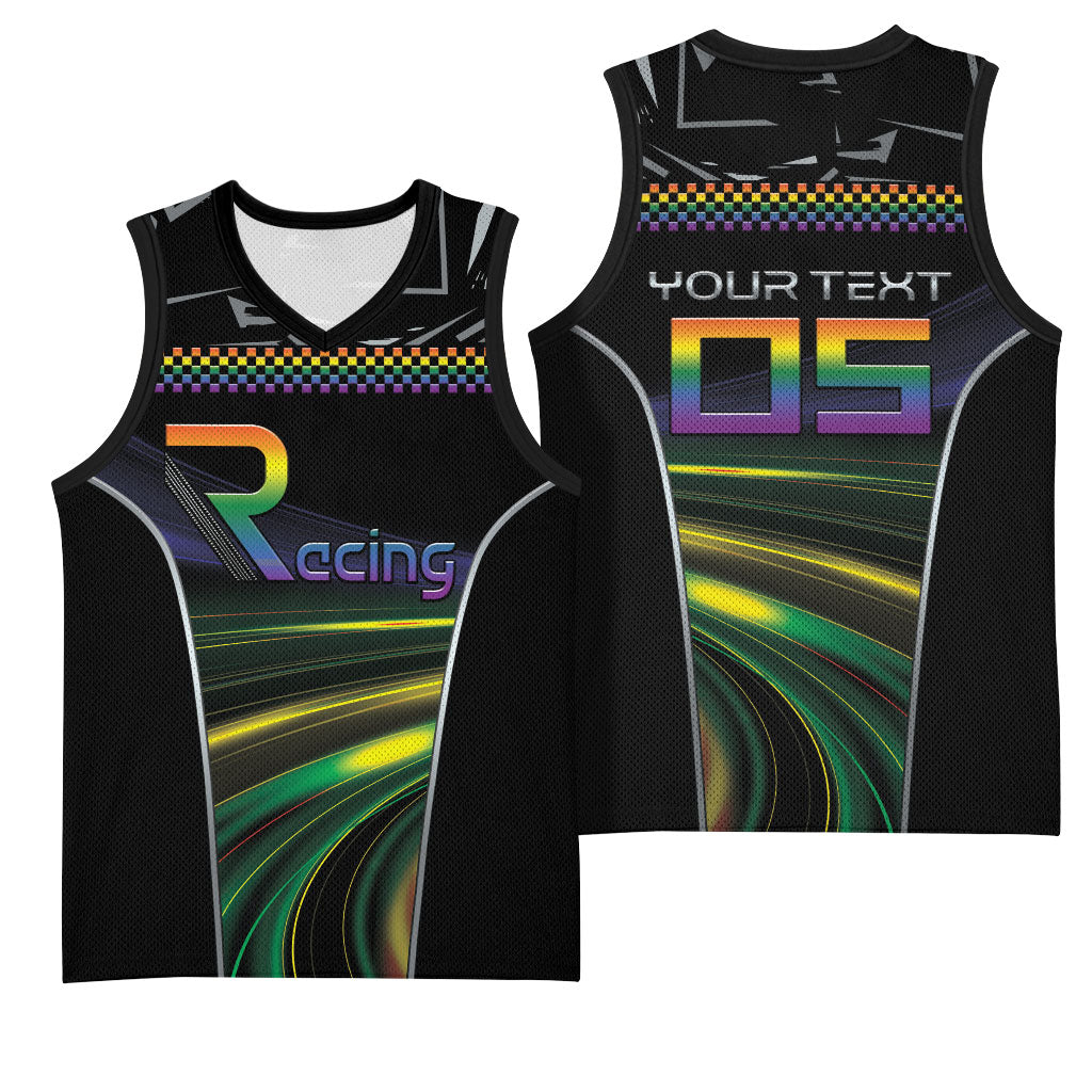Custom Racing Pride Basketball Jersey Racing Rainbow Cyberpunk Style