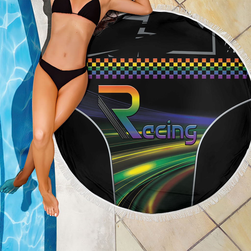 Racing Pride Beach Blanket Racing Rainbow Cyberpunk Style